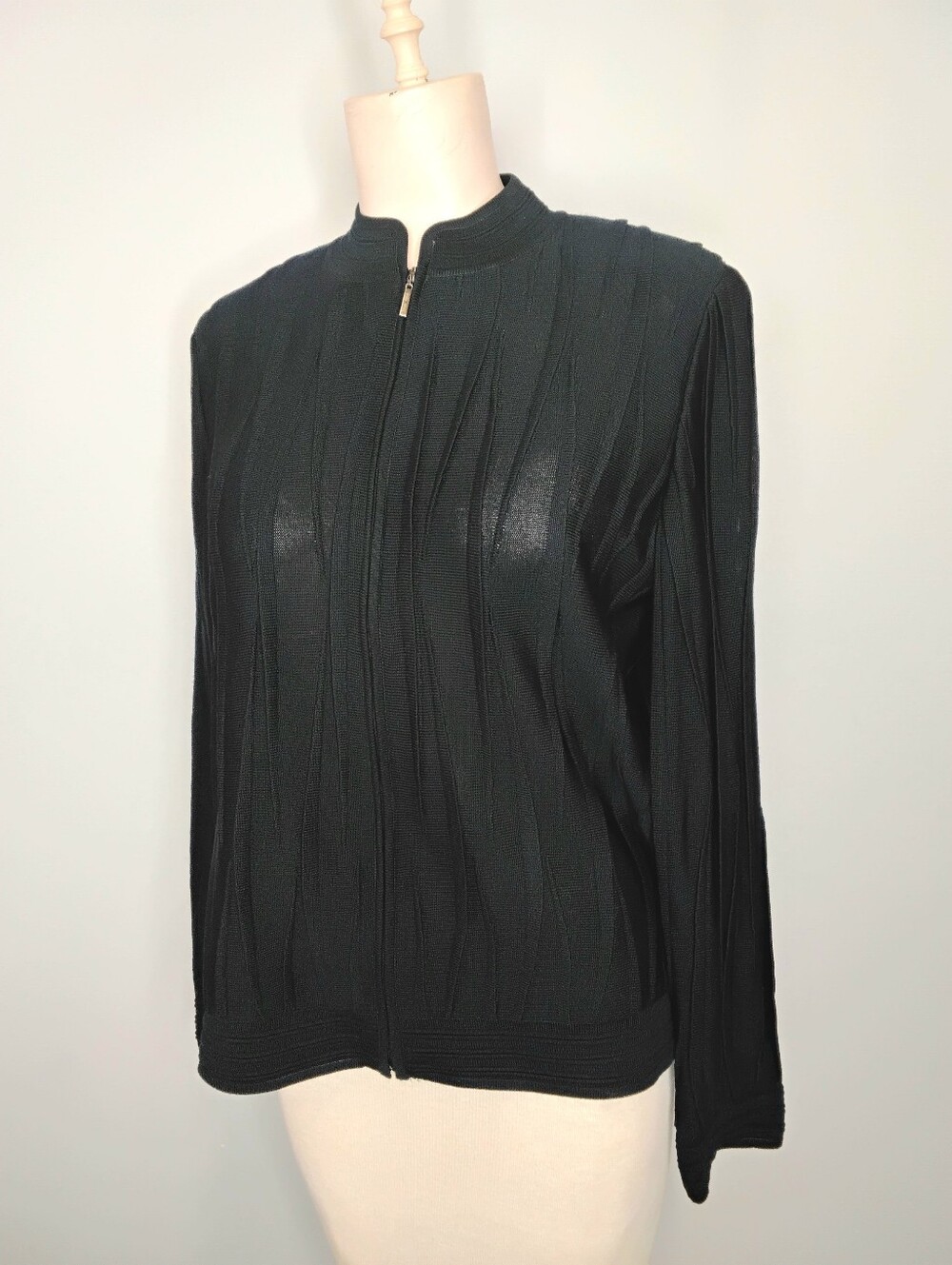 Ming Wang Textured Zip Up Jacket